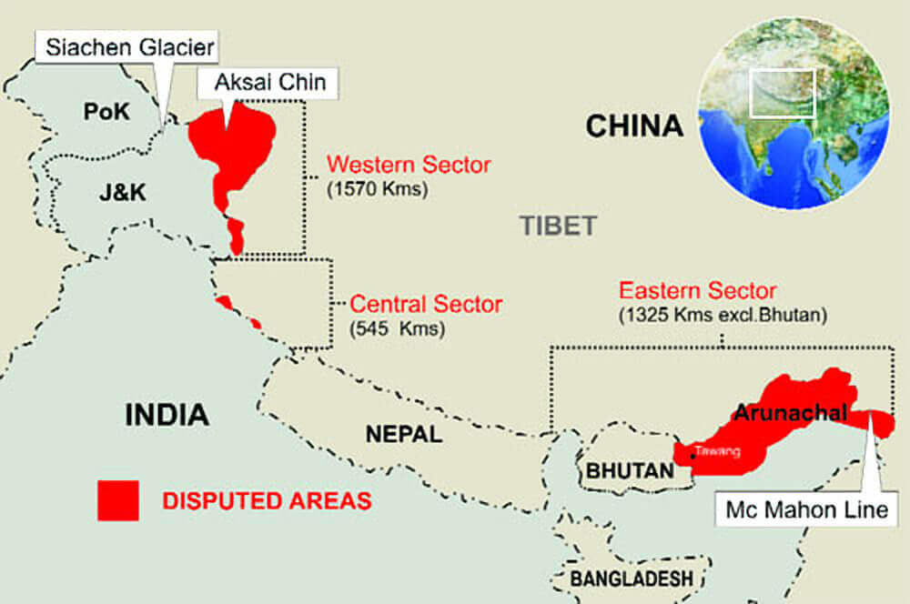 Border Disputes: Western Sector, Middle Sector, Eastern Sector