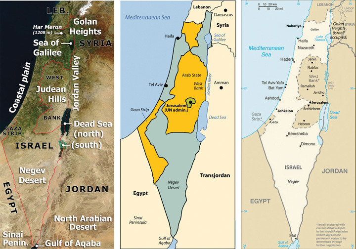 Map of Israel and Palestine